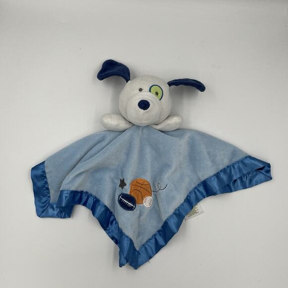 Circo Sports Balls White Puppy Dog Blue Security Blanket Plush Baby Toy Lovey - Picture 1 of 6